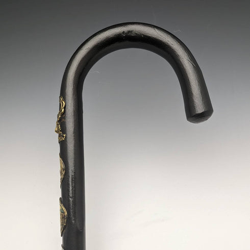 復古紳士大號手杖歐洲旅遊徽章弧形手柄 94 厘米